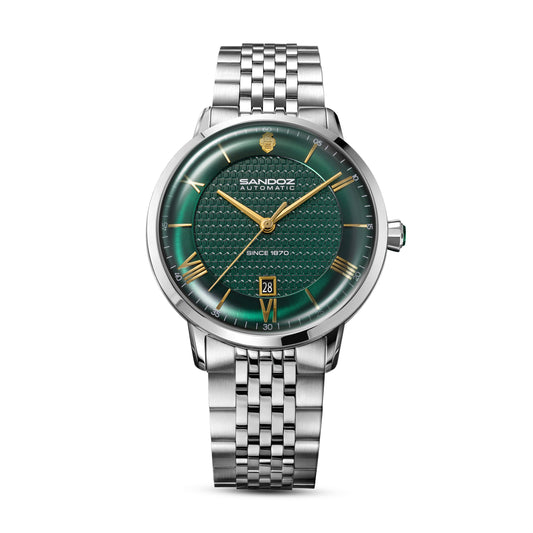 Sandoz Rochettes Automatic Green Bombe Sunray Dial Men's Watch SZWGL0000201