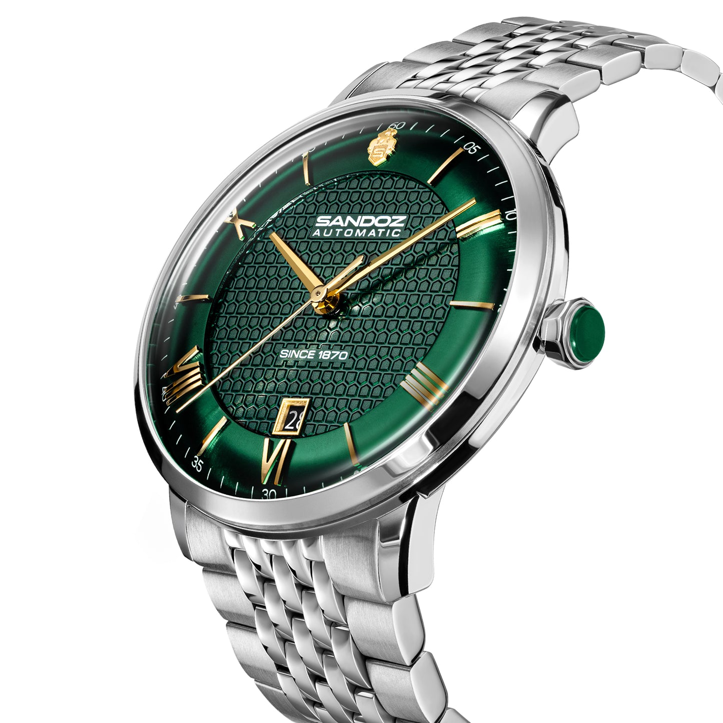 Sandoz Rochettes Automatic Green Bombe Sunray Dial Men's Watch SZWGL0000201