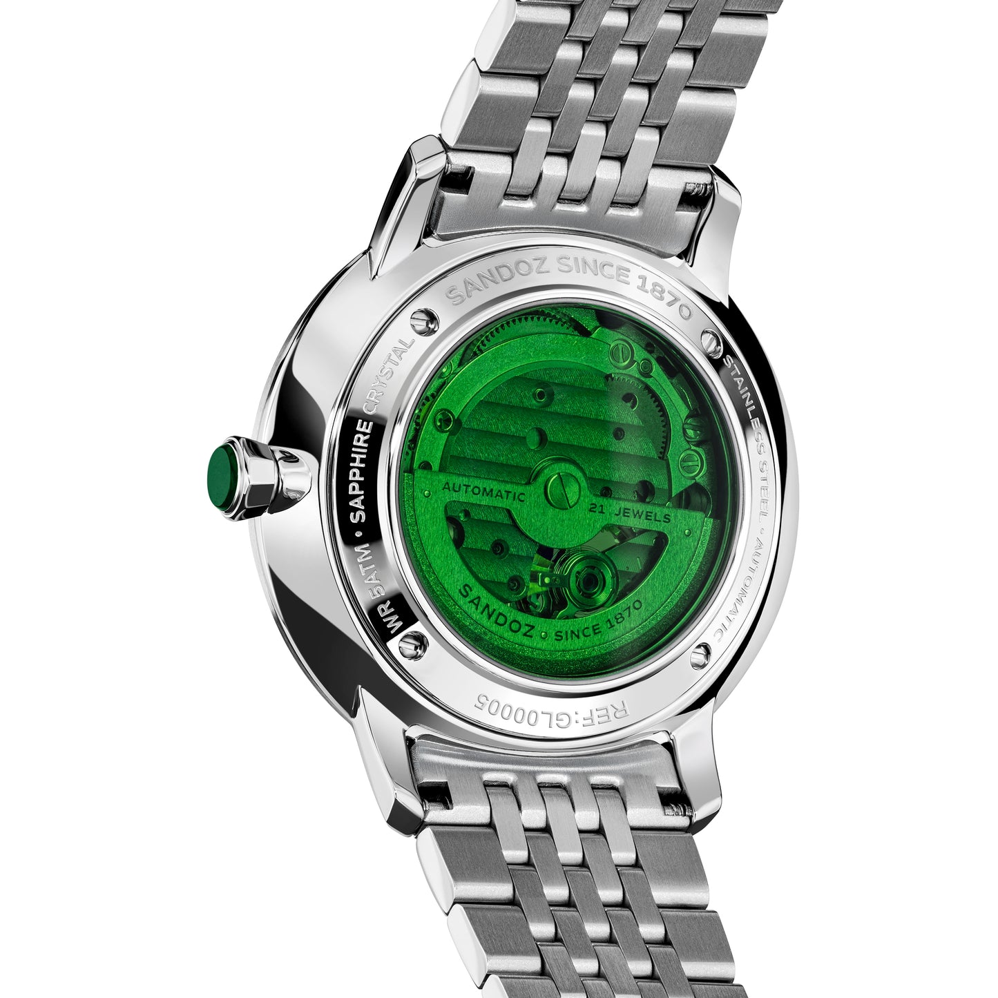 Sandoz Rochettes Automatic Green Bombe Sunray Dial Men's Watch SZWGL0000201