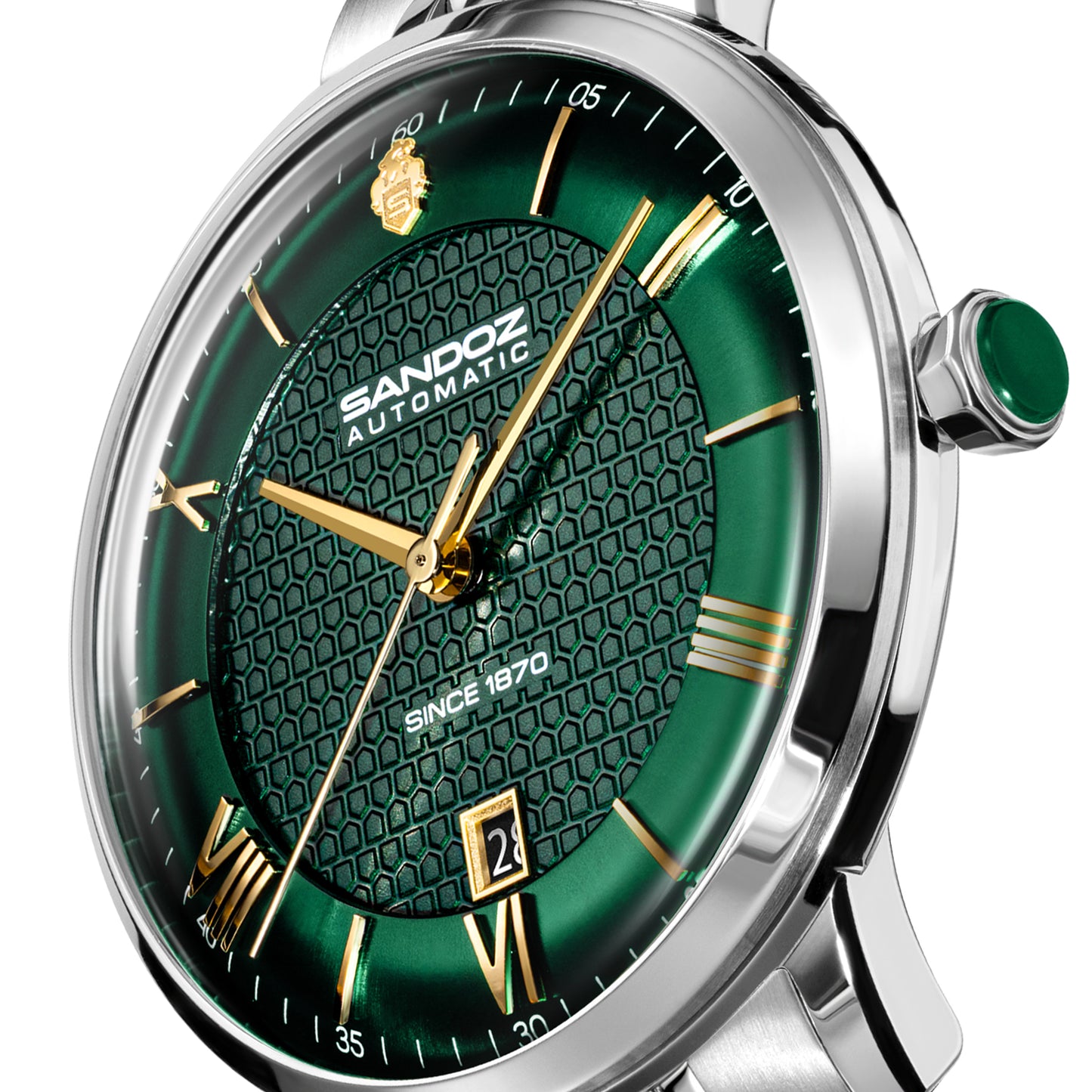 Sandoz Rochettes Automatic Green Bombe Sunray Dial Men's Watch SZWGL0000201
