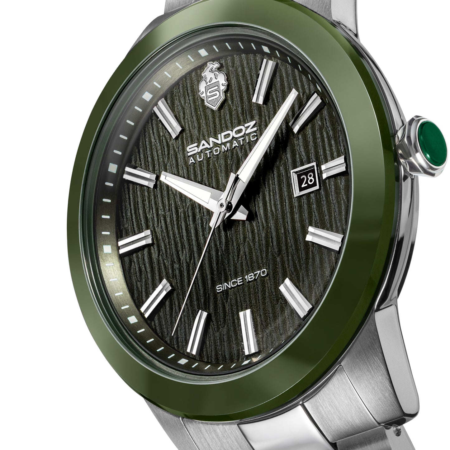 Sandoz Tivoli Automatic Stainless Steel Green Dial Men's Watch SZWGL0000401