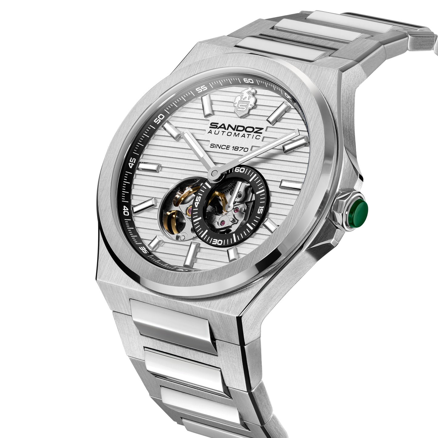 Sandoz Chanet Open Heart Automatic Silver Dial Men's Watch SZWGL0000811