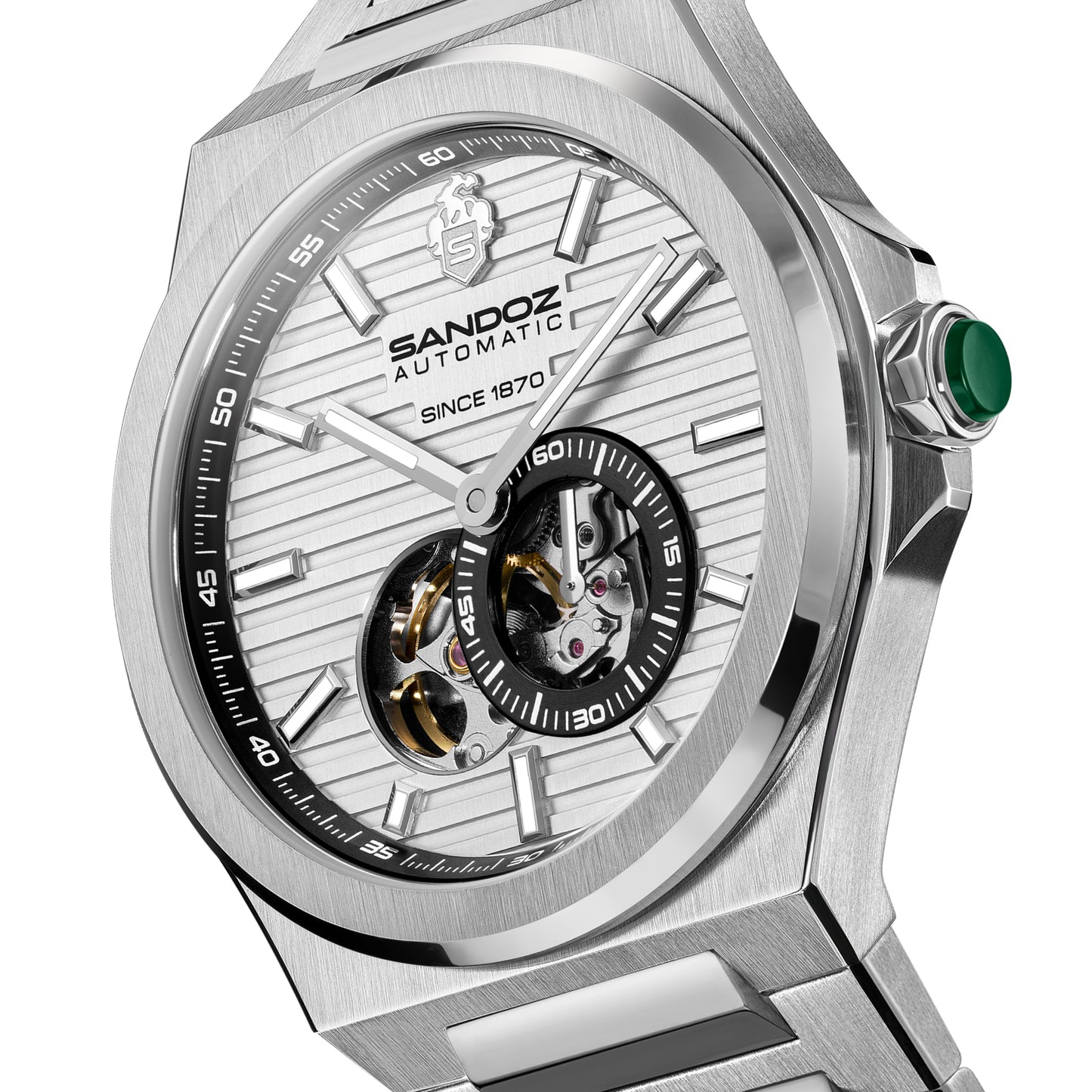 Sandoz Chanet Open Heart Automatic Silver Dial Men's Watch SZWGL0000811