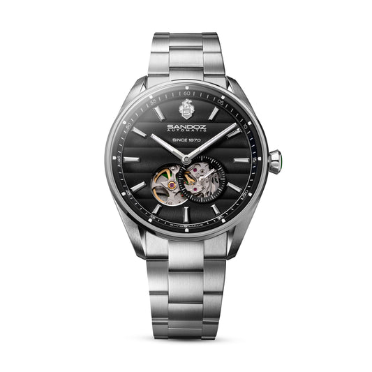 Sandoz Bachelin Open Heart Automatic Black Dial Men's Watch SZWGL0001107
