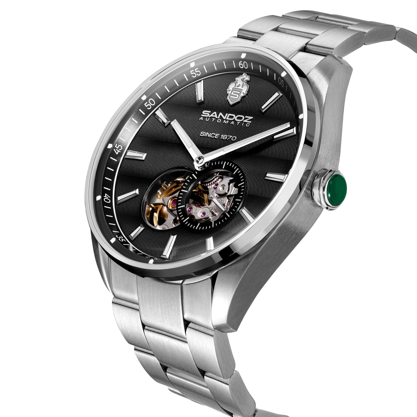 Sandoz Bachelin Open Heart Automatic Black Dial Men's Watch SZWGL0001107