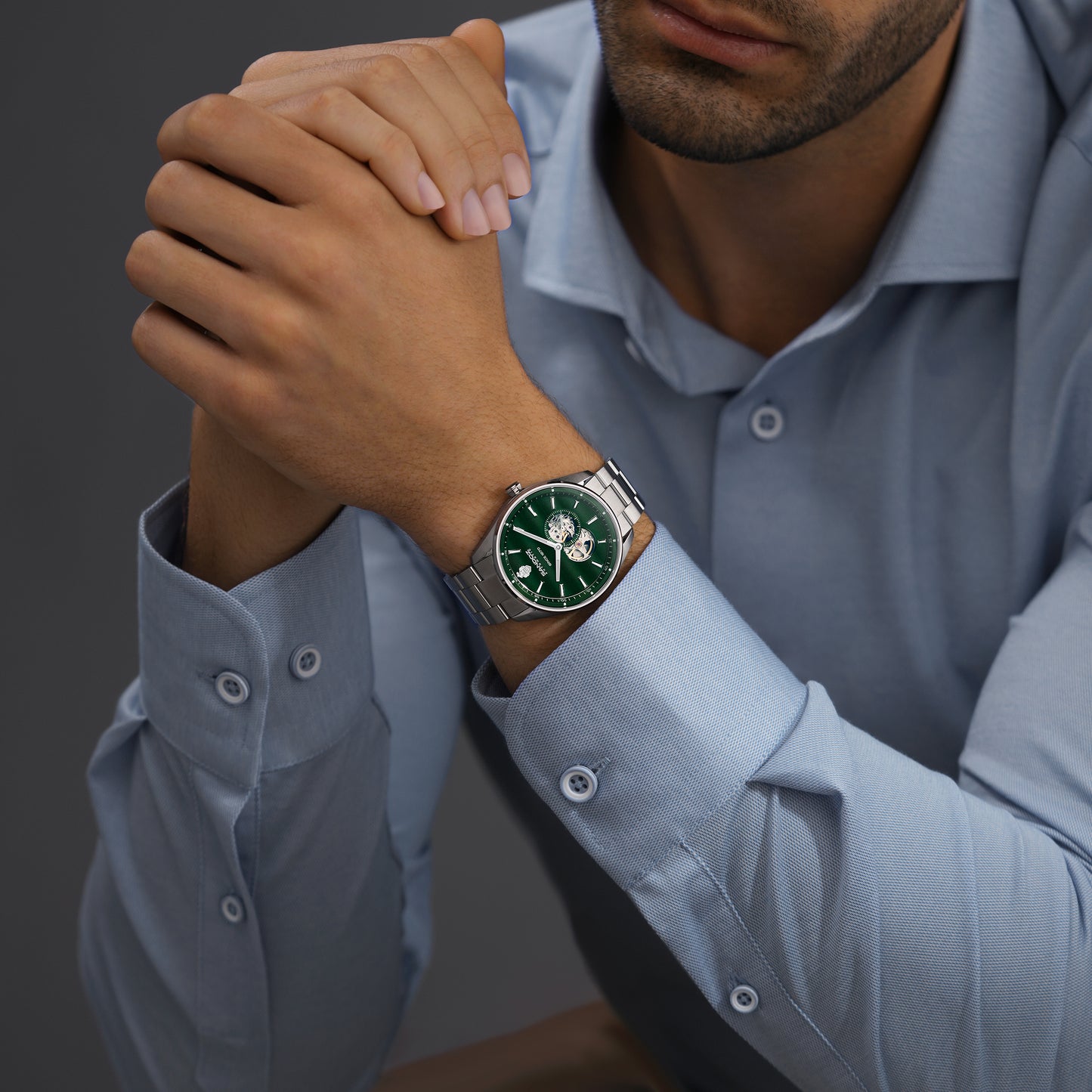 Sandoz Bachelin Open Heart Automatic Green Dial Men's Watch SZWGL0001108