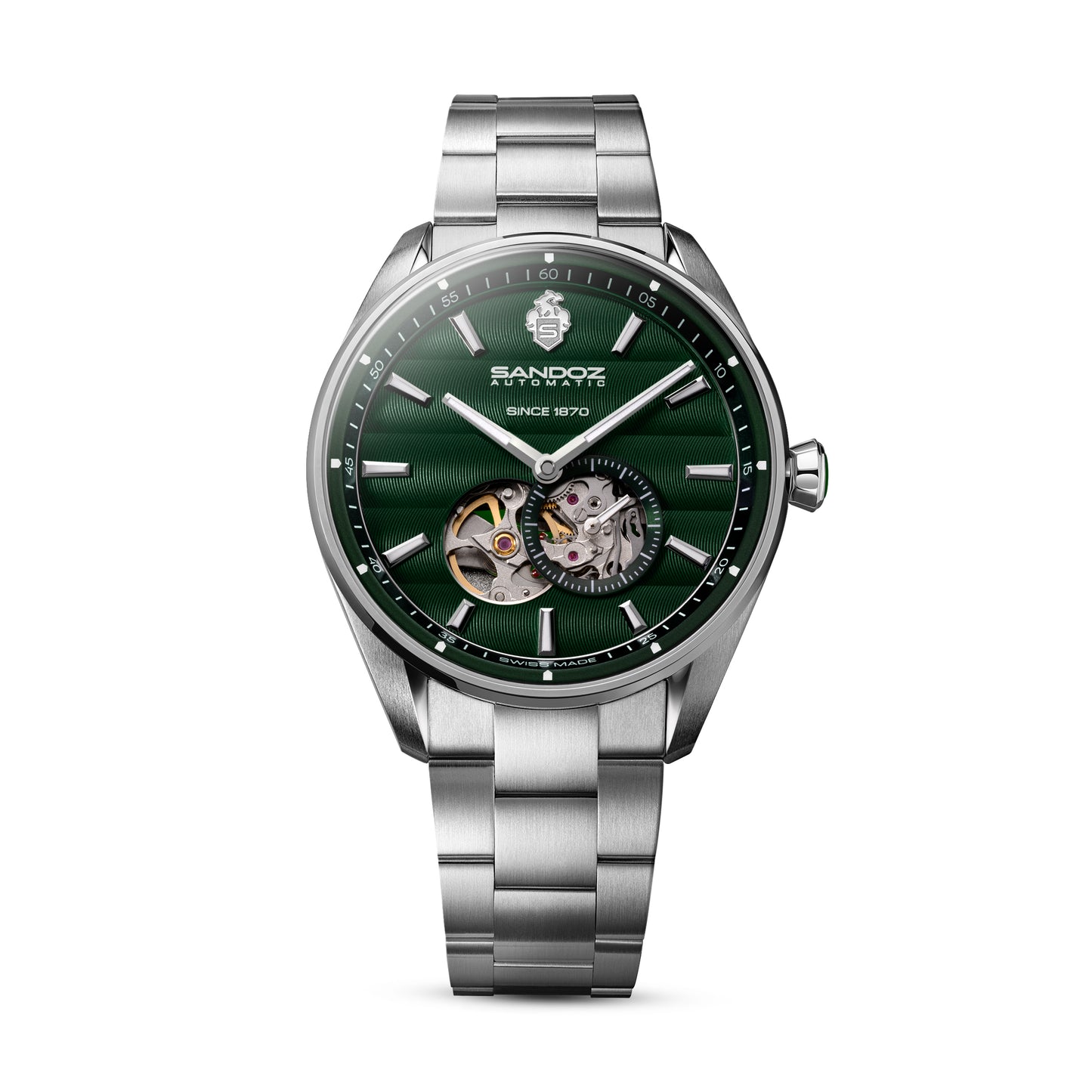 Sandoz Bachelin Open Heart Automatic Green Dial Men's Watch SZWGL0001108