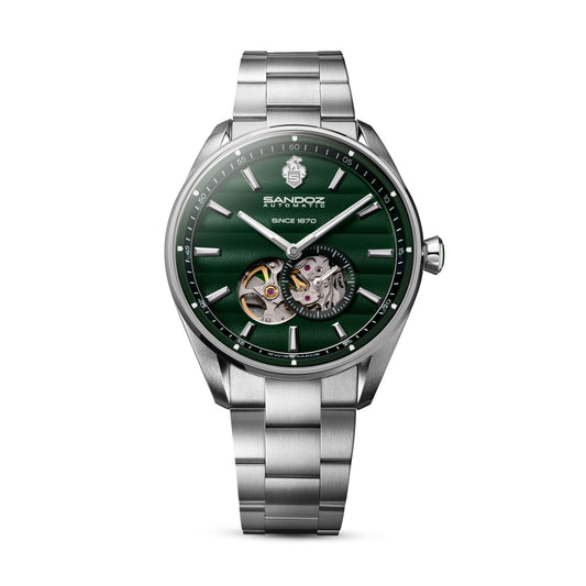 Sandoz Bachelin Open Heart Automatic Green Dial Men's Watch SZWGL0001108