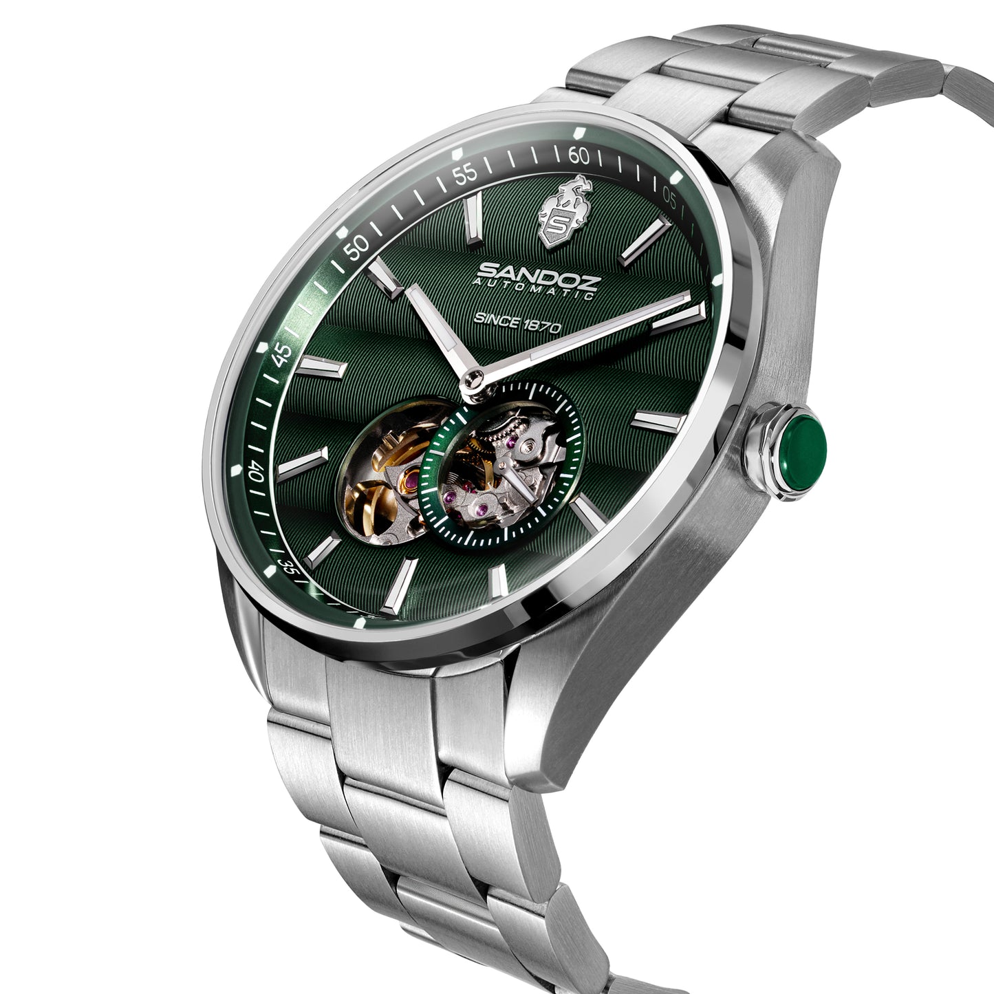 Sandoz Bachelin Open Heart Automatic Green Dial Men's Watch SZWGL0001108