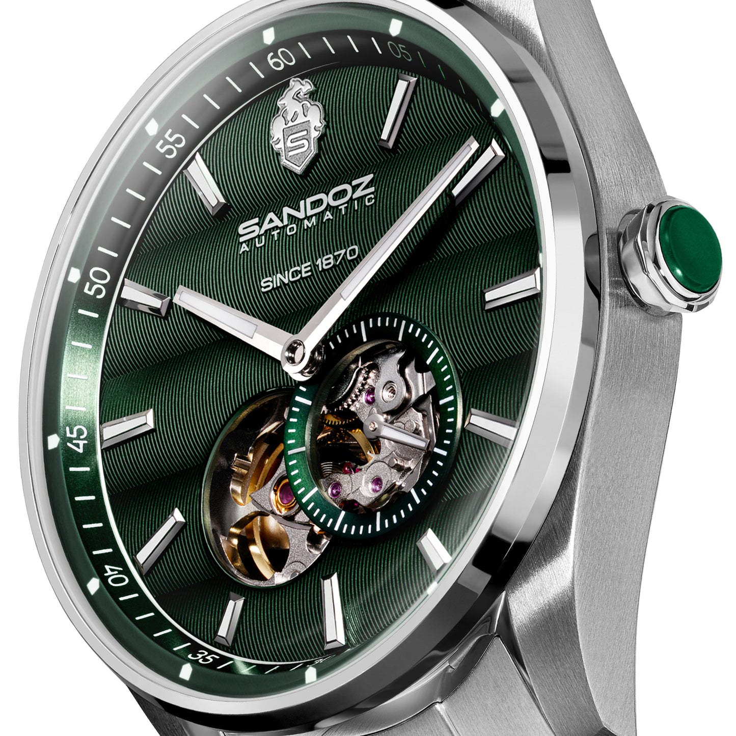 Sandoz Bachelin Open Heart Automatic Green Dial Men's Watch SZWGL0001108