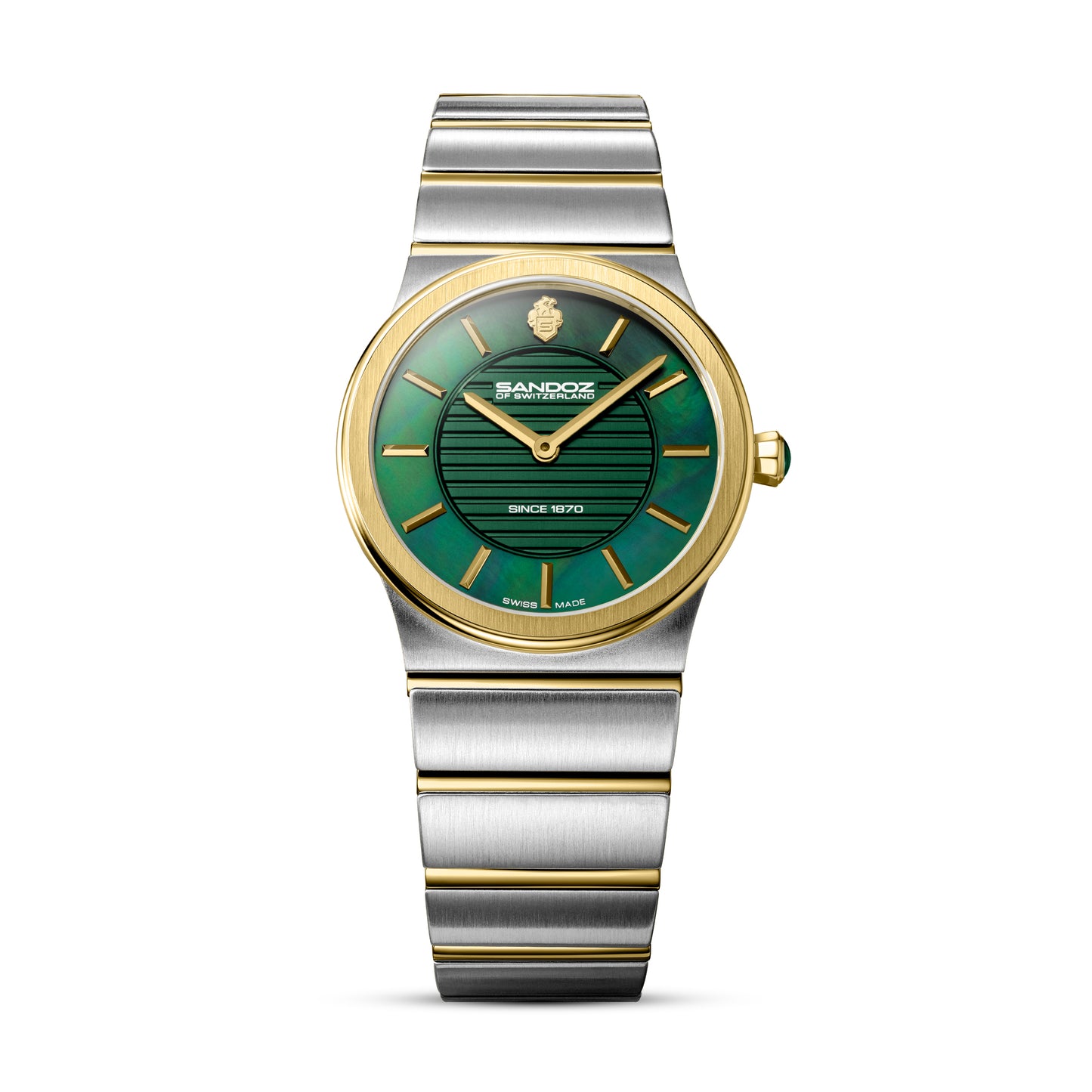 Sandoz Tresor Two-tone Steel Green MOP Dial Quartz Women's Watch SZWLG0000603