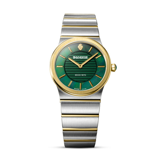 Sandoz Tresor Two-tone Steel Green MOP Dial Quartz Women's Watch SZWLG0000603