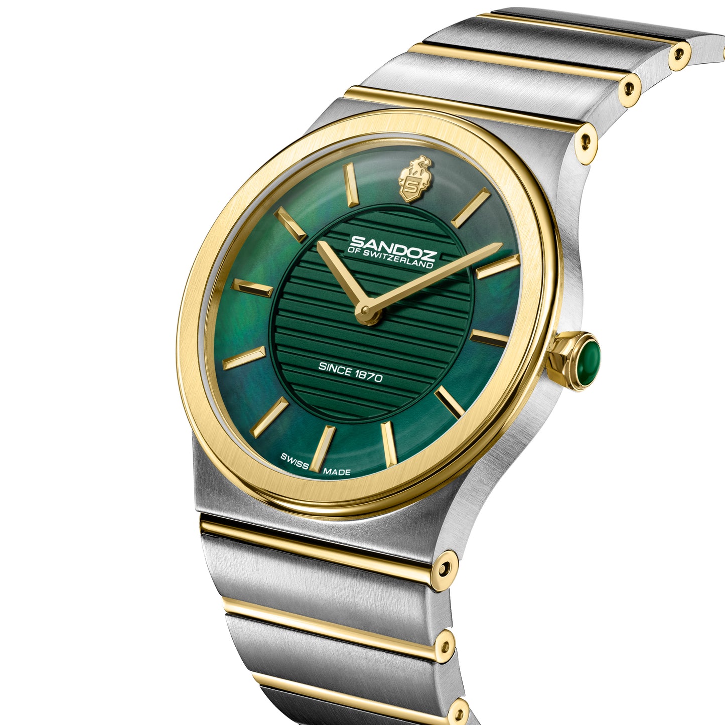 Sandoz Tresor Two-tone Steel Green MOP Dial Quartz Women's Watch SZWLG0000603