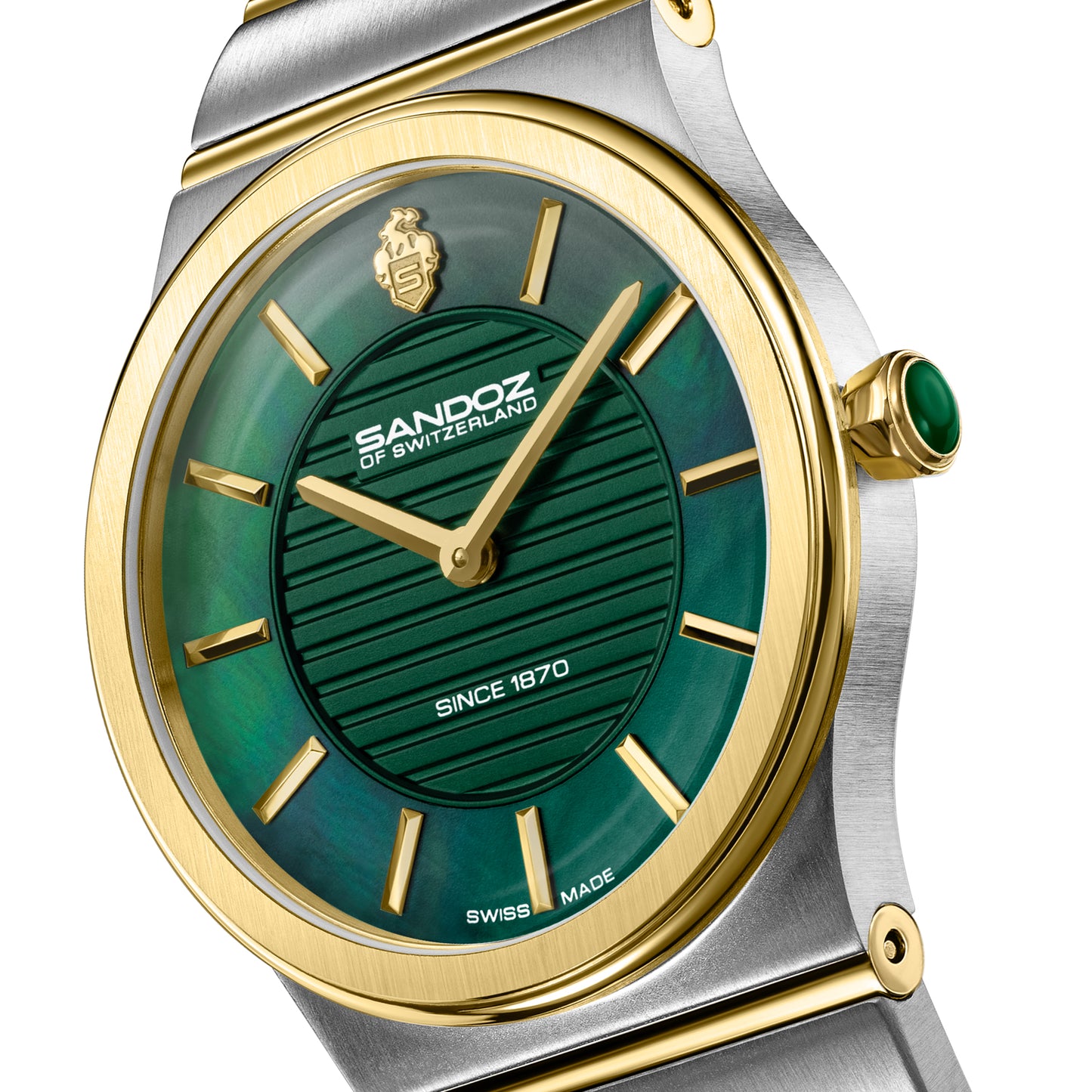 Sandoz Tresor Two-tone Steel Green MOP Dial Quartz Women's Watch SZWLG0000603