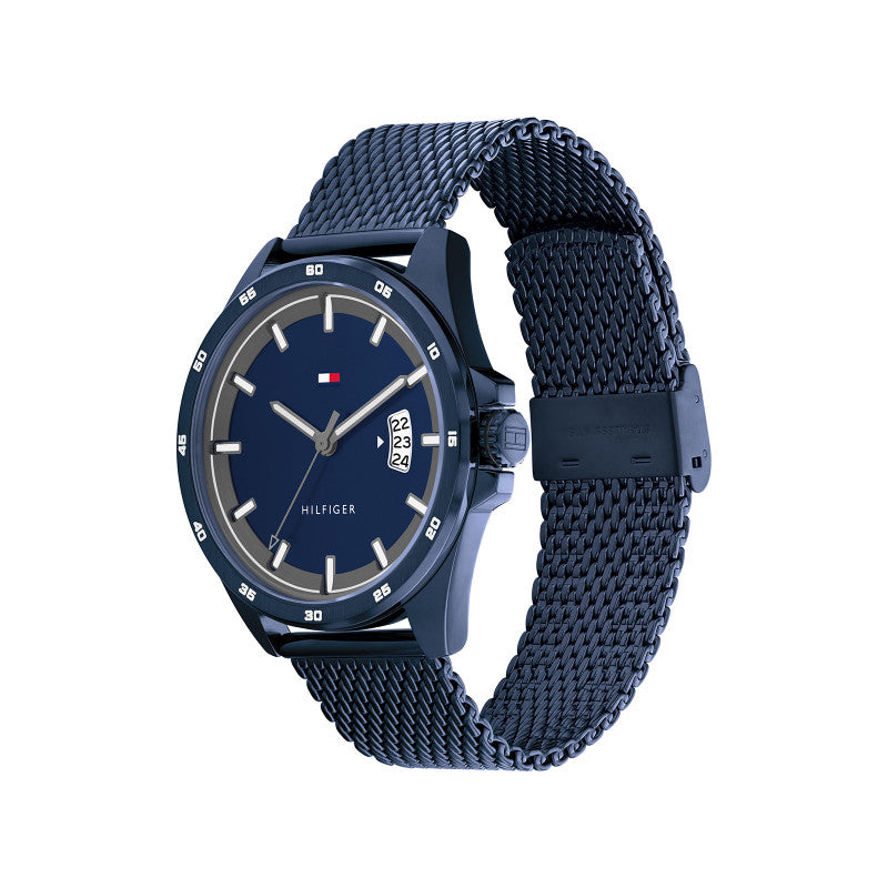 Tommy Hilfiger 1791911 Men's Ionic Blue Plated Steel Mesh Watch