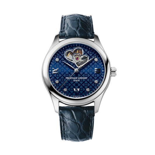 Frederique Constant Double Heart Beat Automatic Diamond Blue Dial Ladies Watch FC-310NDHB3B6