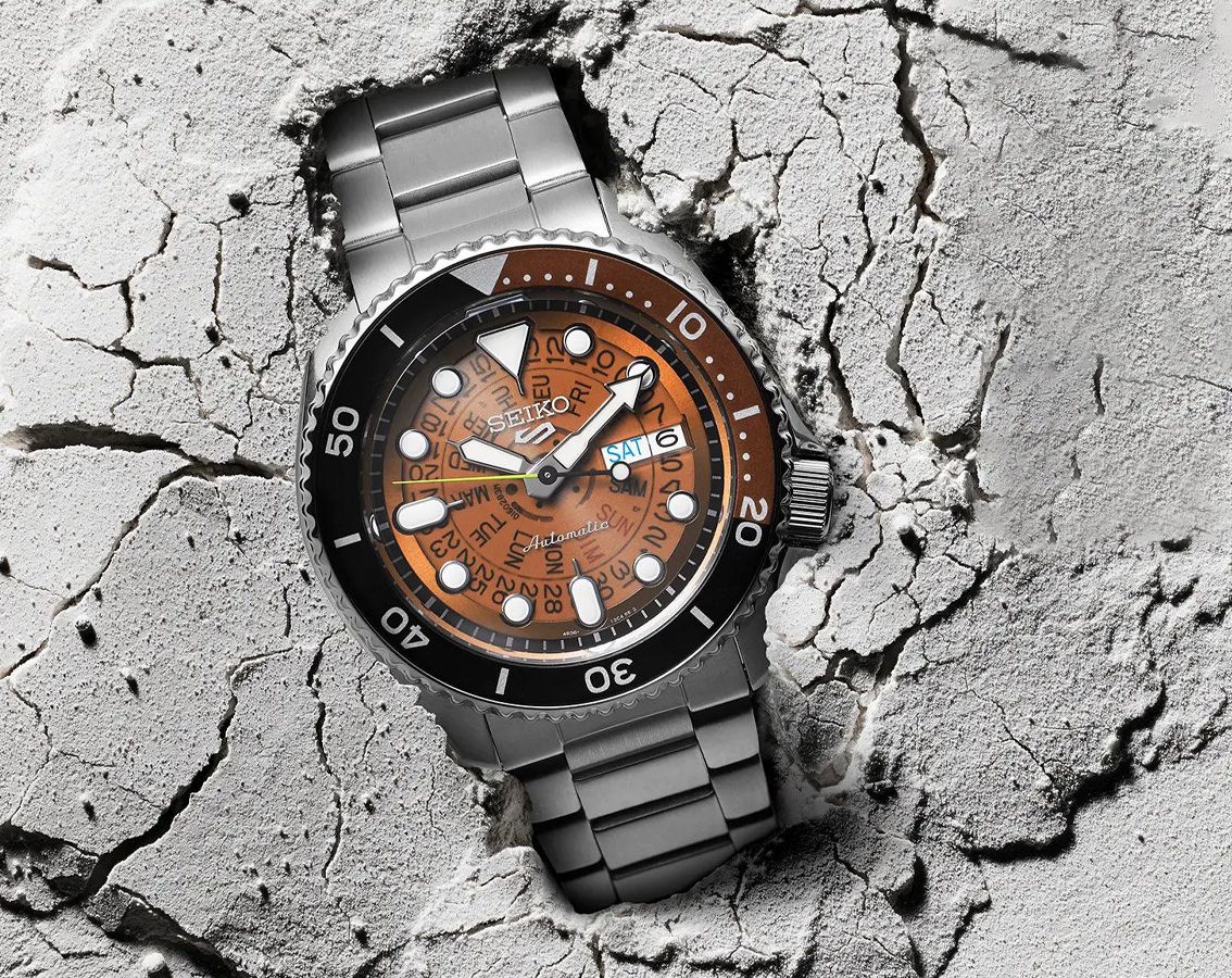 Seiko 5 Sports SKX Series Time Sonar Skeleton Dial Automatic Men's Watch SRPJ47K1