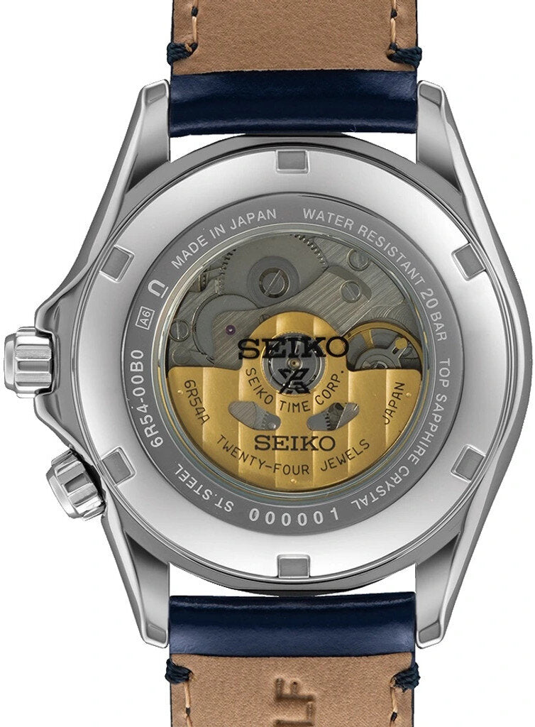Seiko Prospex Alpinist Mechanical GMT Automatic Blue Leather Men's Watch SPB377J1