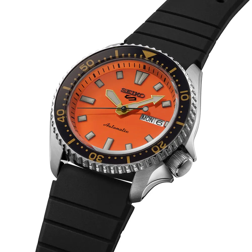 Seiko 5 Sports SKX Redux in Daichi Orange Dial Automatic Rubber Strap SRPL89K1