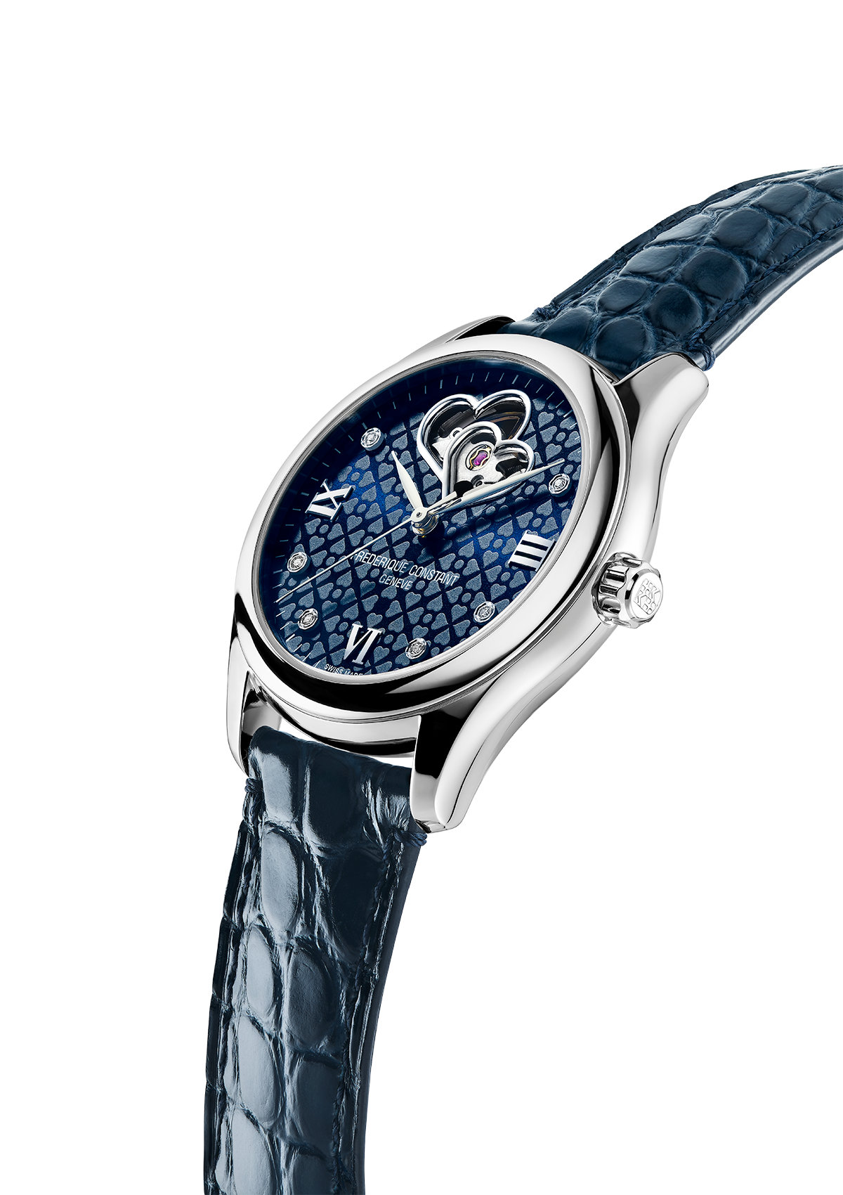 Frederique Constant Double Heart Beat Automatic Diamond Blue Dial Ladies Watch FC-310NDHB3B6