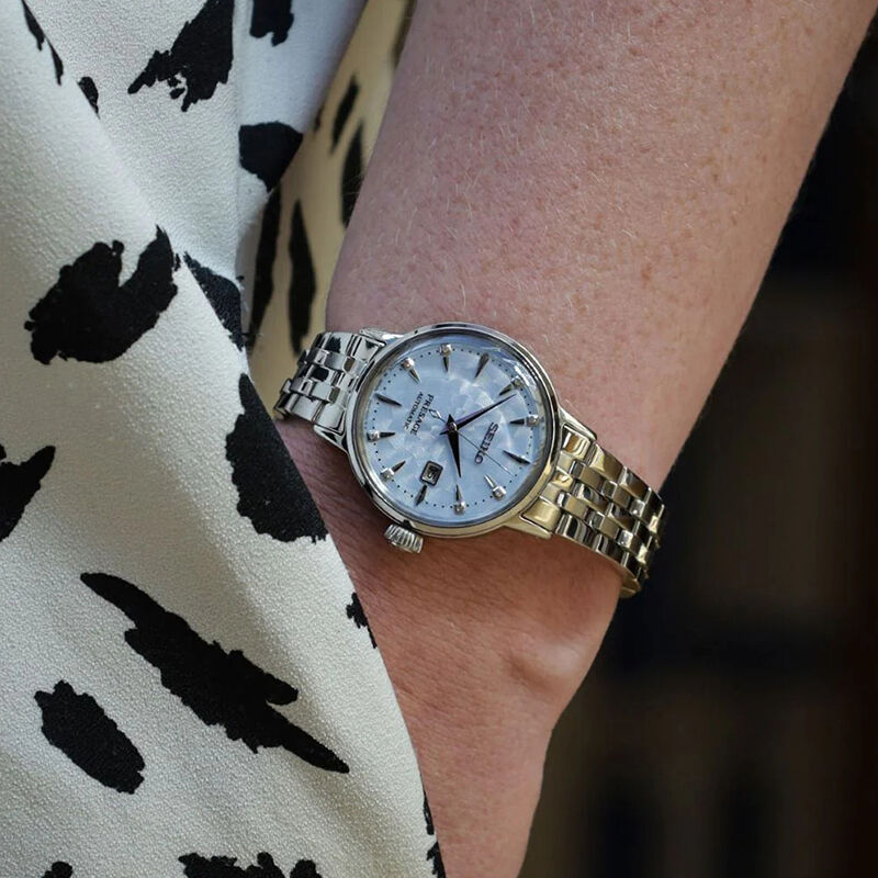 Seiko Presage Cocktail Time "Skydiving" Diamond Blue Dial Automatic Women's Watch SRE007J1