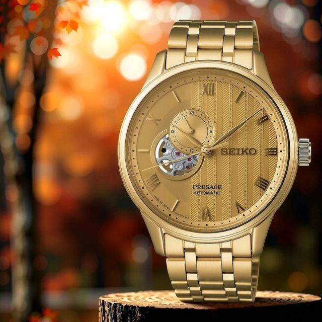Seiko Presage Japanese Zen Garden "Kyoto Golden Age" Open Heart Automatic Men's Watch SSA468J1