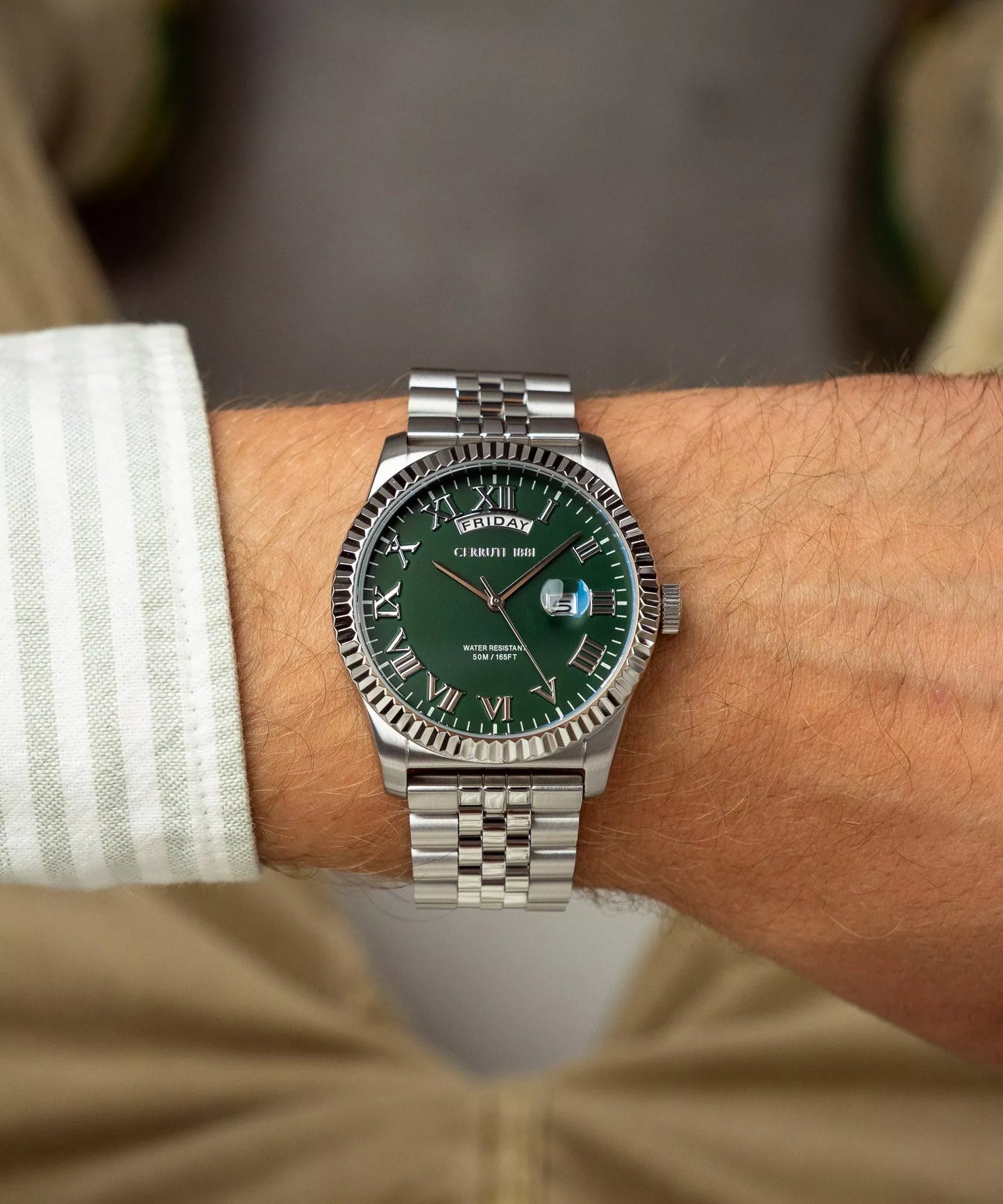 Cerruti 1881 Chienti Men's Stainless Steel Green Dial Quartz Watch CIWGH2117114